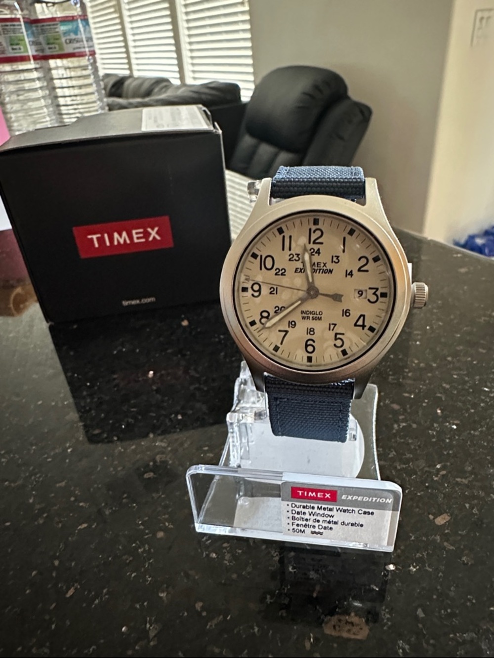 Timex Expedition Men's Beige Dial Blue Nylon Strap Watch